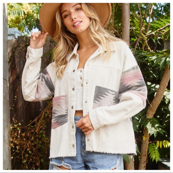 Everything Aztec Must Have Retro Chic  Contrast Corduroy Most Fabulous Jacket - Picture 3 of 6